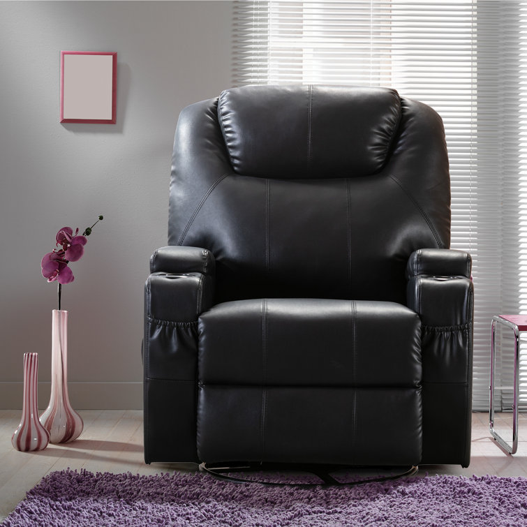 40.5 Wide Contemporary Microsuede Very Comfortable Power Reclining Heated Massage Chair Latitude Run Fabric: Dark Gray Microfiber/Microsuede