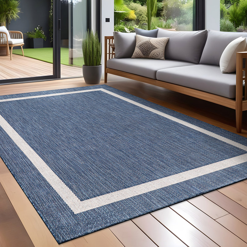Waikiki Geometric Indoor/Outdoor Rug, Blue, Rectangle 8' x 10'