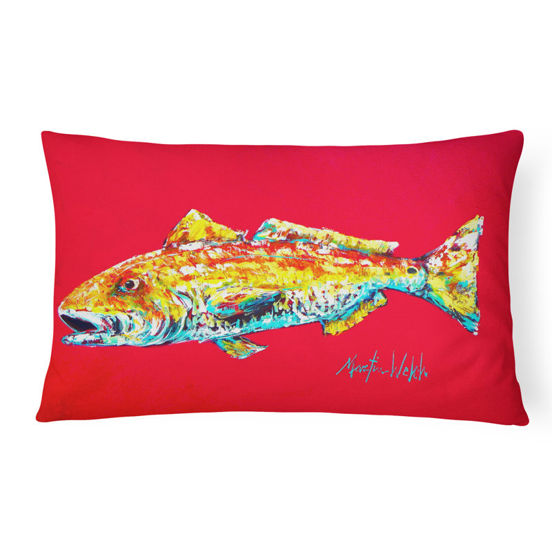 Coussin intérieur/extérieur rouge Fish Alphonzo