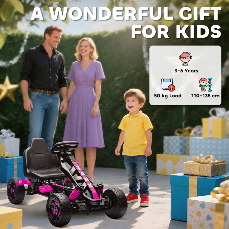 Zoomie Kids Go Kart, Pink