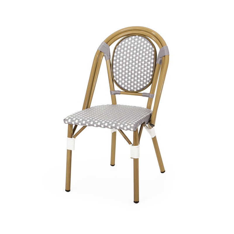2 chaises de bistro françaises pliantes - structure en aluminium, blanc et gris