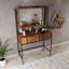 Table de maquillage élégante avec pieds en métal thermolaqué électrostatique, finition noyer, 47,2 po x 63,0 po x 15,7 po | Panneau de particules 100% enduit de mélamine, durable et élégant, parfait pour les meubles-lavabos modernes et les vestiaires-106776180