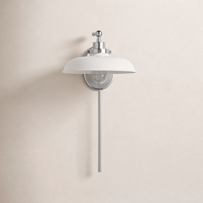 Armed Sconce, Polished Nickel, Matte White