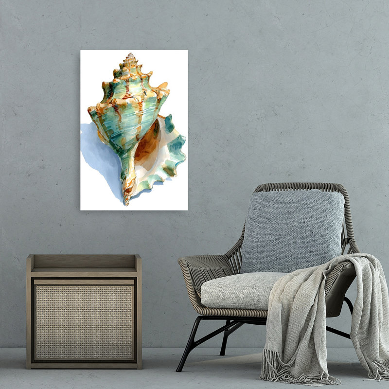 Coquillage en V abstrait, impression murale contemporaine, 36" H x 24" W