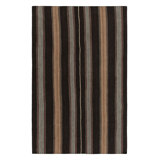 Wool Striped Area Rug in Black/Gray/Beige