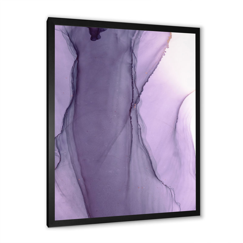 Marbre mauve de luxe liquide Art II - art mural moderne sur toile, Toile avec cadre photo noir, H 32 po x l 16 po x P 1 po