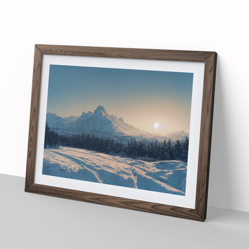 XH1022-10242X Winter Mountain Sunrise Vol.1 - Single Picture Frame Print, 34cm H x 46cm W x 2cm D, Walnut Framed