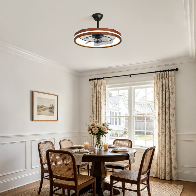 Ventilateur de plafond de 23,5 po avec lumière, application et télécommande, DEL à intensité variable pour chambre et salon