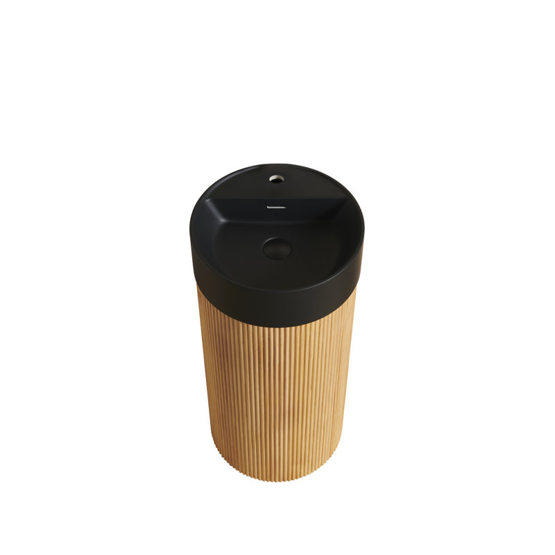 Meuble-lavabo cylindrique moderne en bois massif de 15,75 po