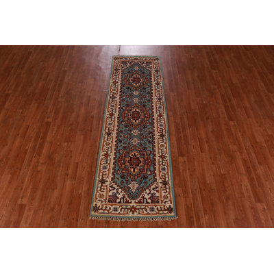 Geometric Wool Traditional Oriental Runner Rug 3x8