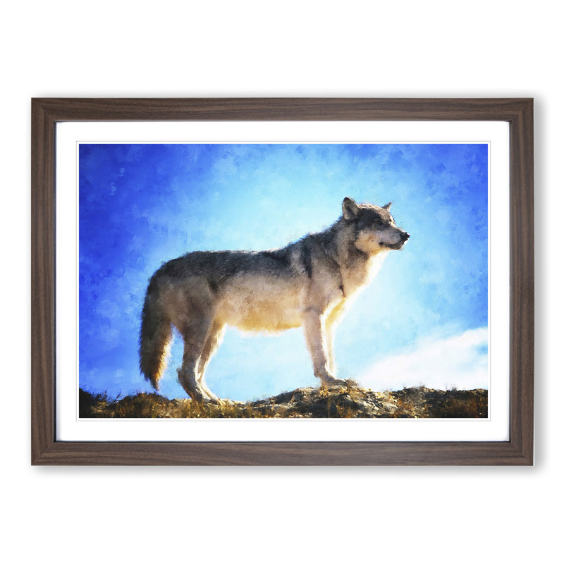 Wolf Vol.1 - Picture Frame Painting, 36cm H x 48cm W x 2cm D, Walnut Framed