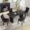 Ensemble de salle à manger rectangulaire à double piédestal avec table de salle à manger de style crème