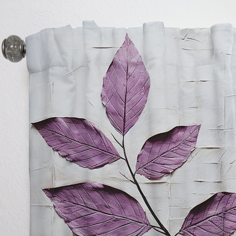 Purple Leaves Plum Precision - Leaves Curtain - Room Darkening Floral Curtain - 1 Panels, 52" W x 90" L