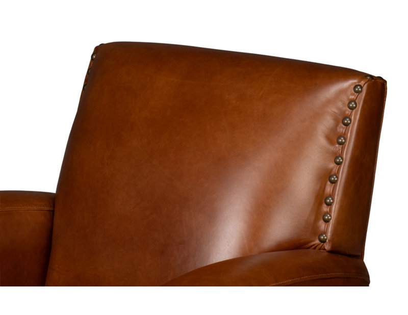 The Taft Swivel Club Chair, Brown Genuine Leather