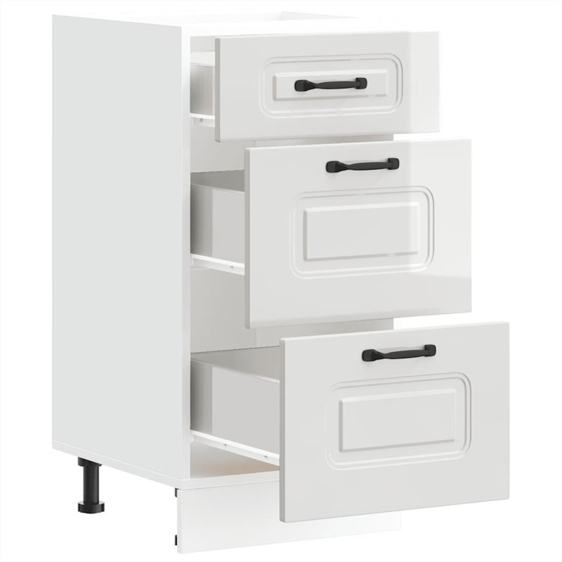 Kitchen Base Cabinet Kalmar Engineered Wood, High Gloss White