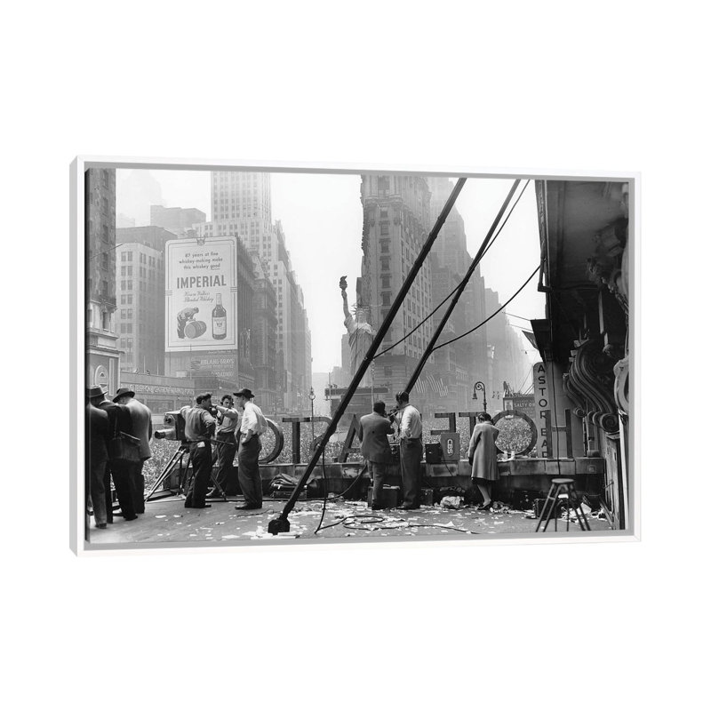 V-E Day (Times Square, NYC 1945) by Ruth Orkin - Print on Canvas, White Framed, 66.04 cm H x 45.72 cm W