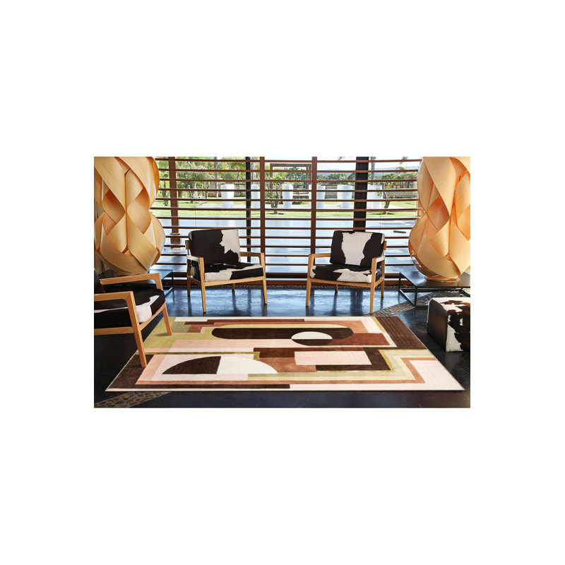 Tapis décoratif à motif géométrique moderne, Sous-tapis carré 3 pi 3 po inclus