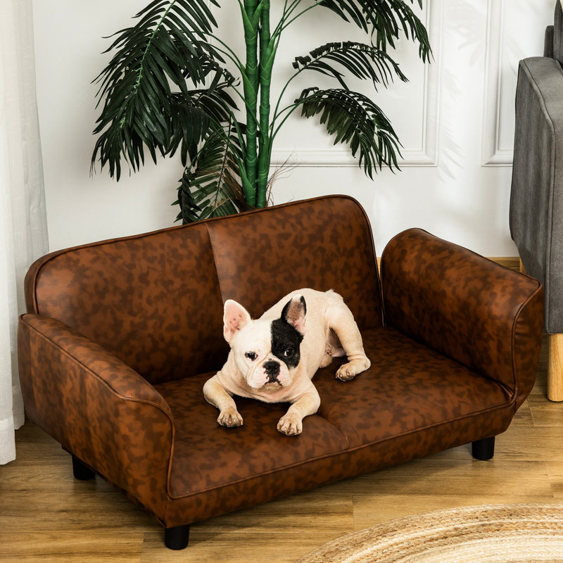 Animal de compagnie pour animaux de taille moyenne à grande, le cuir d'unité centrale pliable, brun, offre un lit de repos doux et luxueux et des chiens, rembourrés