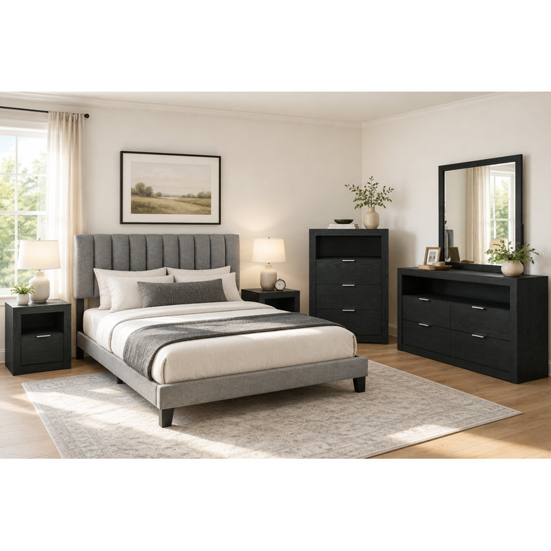 Ensemble de chambre à coucher 5 pièces, Noir