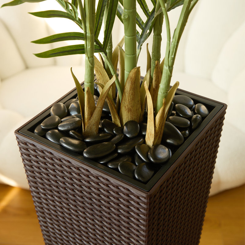 Adcock UV Resistant Artificial Palm Tree, Faux Palm Tree with Decorative Base for Indoor Outdoor, 72" H x 24" W x 24" D