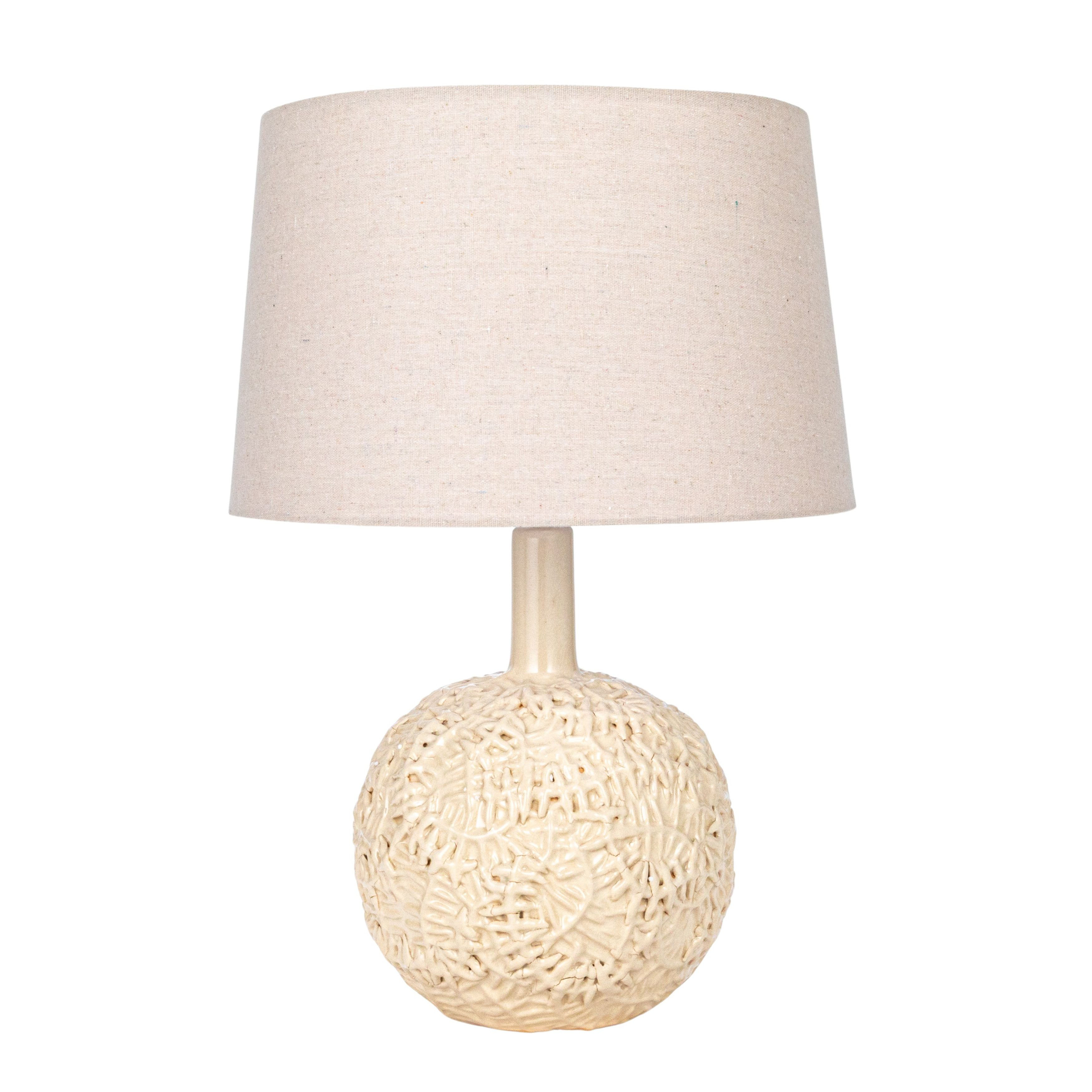 Curated visual reference: Textured Fabric Shade Table Lamps Reference: Bay Isle Home Handmade Textured Stoneware Table Lamp With Fabric