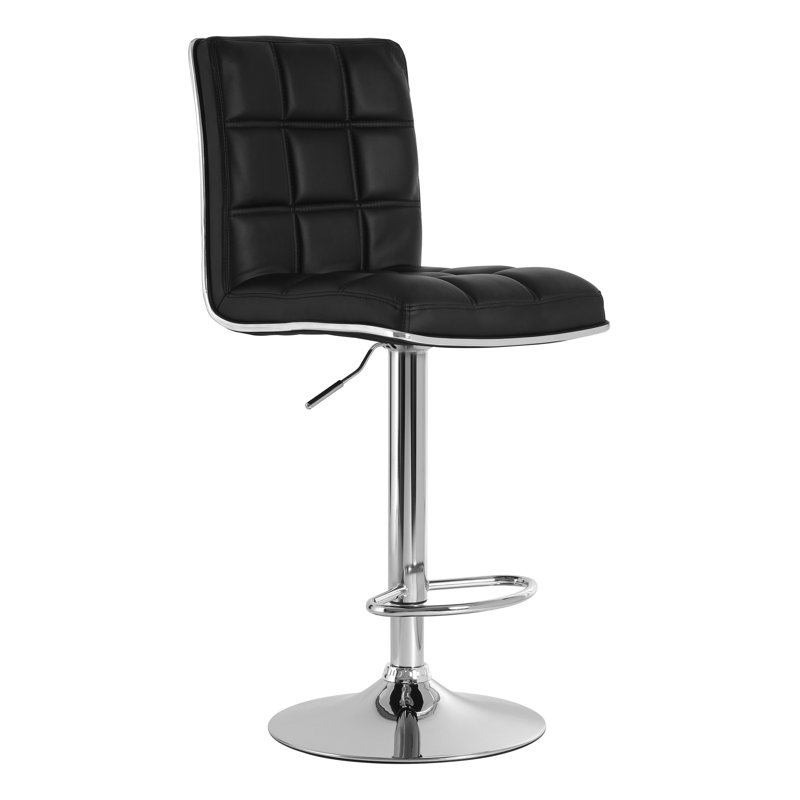 Miah Swivel Upholstered Adjustable Height Counter Stool with Metal Frame, Black