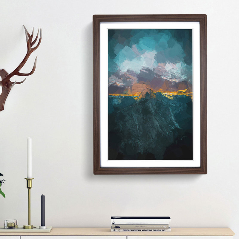 Mountains in California in Abstract - Framed Print, 48cm H x 36cm W x 2cm D, Walnut Framed