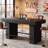 Industrial Rectangular Counter Height Pub Dining Bar Table 63-Inch Home Office Unit with Metal Footrest for Kitchen Bistro-866463849