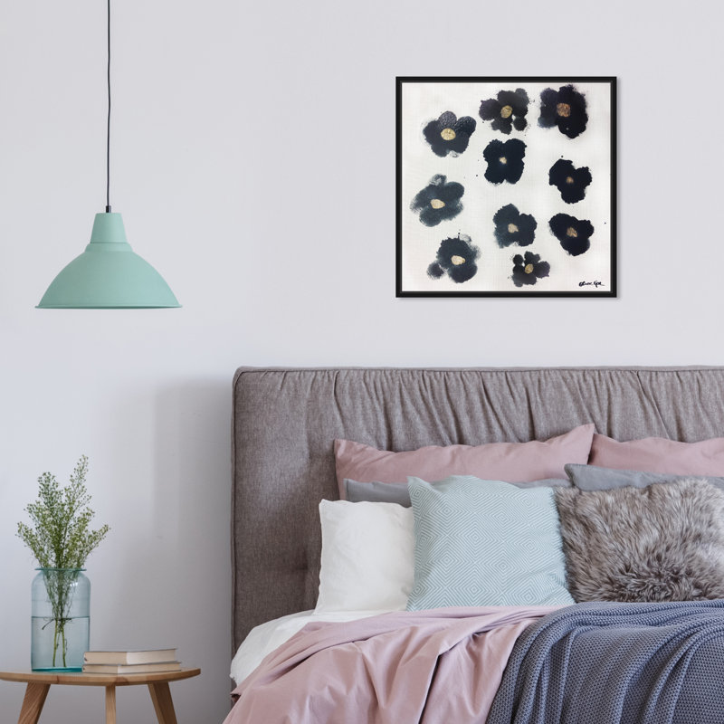 Coco's Gold Camellias - Graphic Art, Black Framed, 16" H x 16" W, No Mat