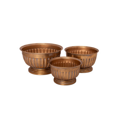 Metal Planter Set Of Three Gold