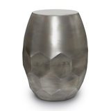 Flanigan 16"W Metal Transitional End Table with Drum Design and Honeycomb Pattern, Assembled