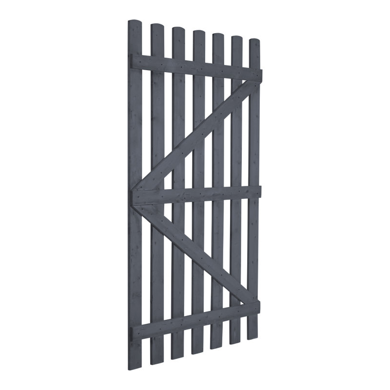 150 cm H x 90 cm W Solid Wood Gate Fencing, Grey