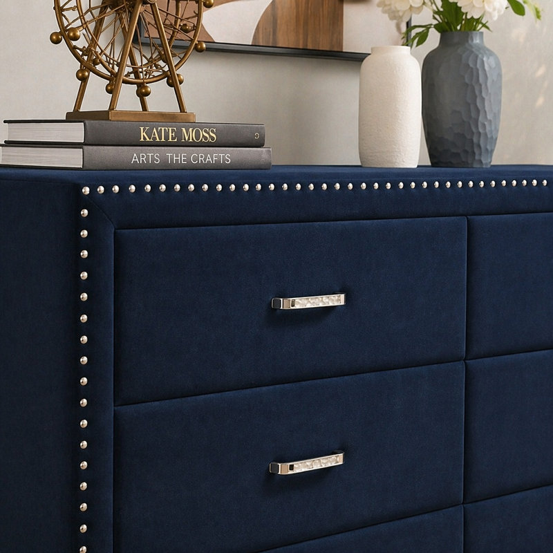 Ensemble de chambre avec grand lit 5 pièces Kennedy Pacific Blue, Bleu, Cinq pièces : lit, table de chevet, commode, com