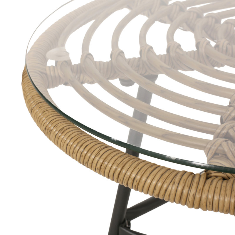 Table d'appoint chic avec plateau en verre translucide minimaliste trempé et acier
