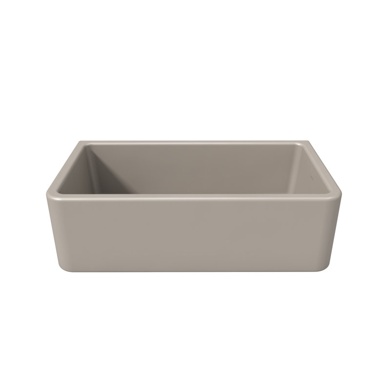 33'' L Single Bowl Fireclay Kitchen Sink, Silver Flax