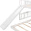 Twin Over Bunk Bed In White, Comes With Slide And Side - Mounted , Solid Pine Frame Board, Space Saving Solution, Grey Style, 18 Support Slats Bed, White Colour Design Materials, Optimized For