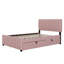 Lit plateforme double, structure de lit tapissier en bois avec lit gigogne simple et tête de lit capitonnée verticale-107261876