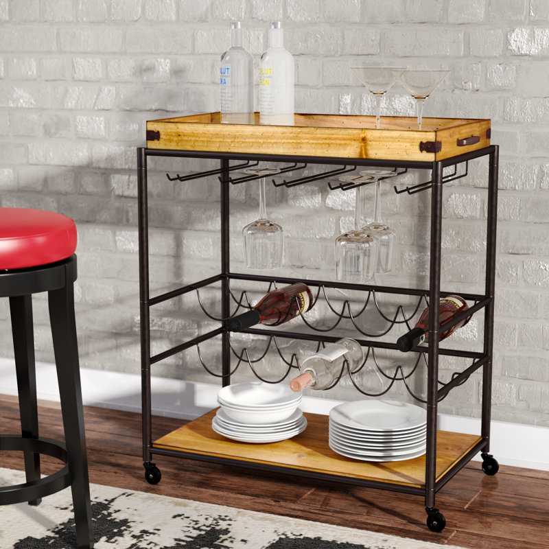 Celik Metal Bar Cart, Natural