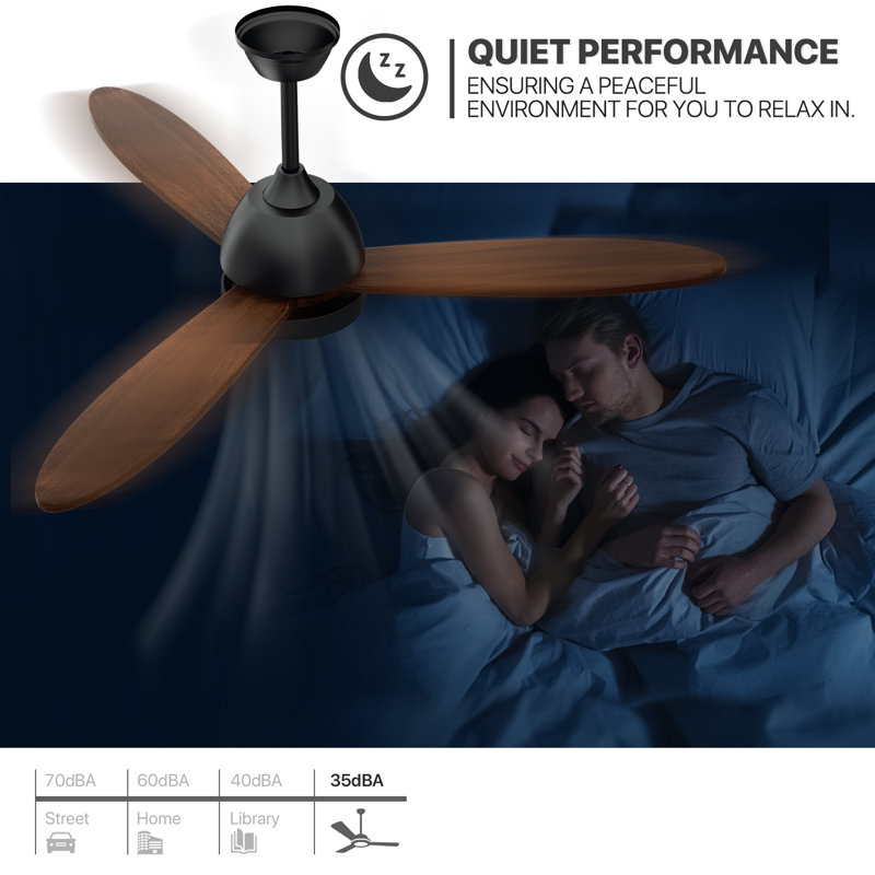 Ventilateurs de plafond en bois 52 po avec lumières et télécommande, ventilateur de plafond moderne avec moteur à courant continu réversible à 6 vitesses
