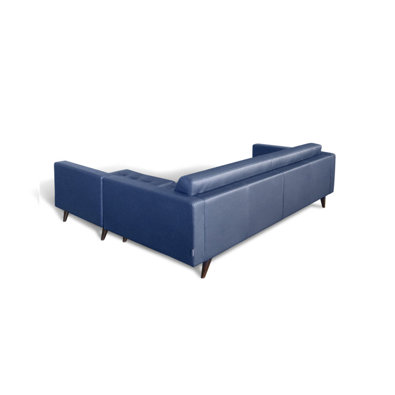Burciaga Leather L-Shaped Sectional Reversible, Blue Prussia Genuine Leather
