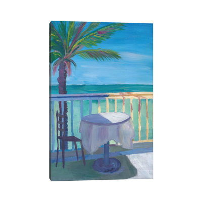 " Seaview Cafe Table At The Caribbean With Palm - Dreamaway To Hideaway " by Markus & Martina Bleichner Painting Print