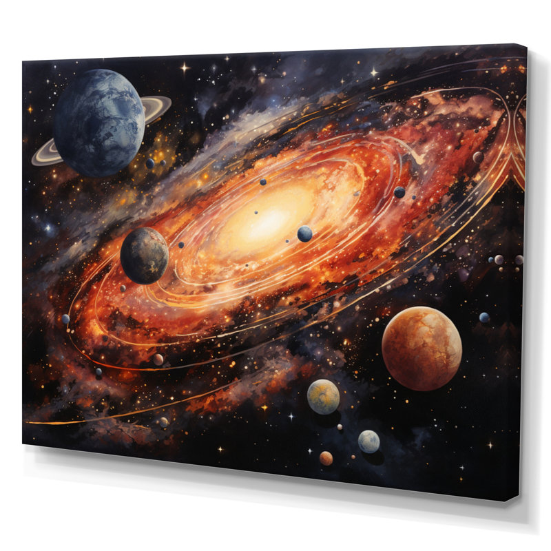 «Météores Comets Embrace I» sur toile, H 24 po x l 32 po x P 1 po, Toile tendue