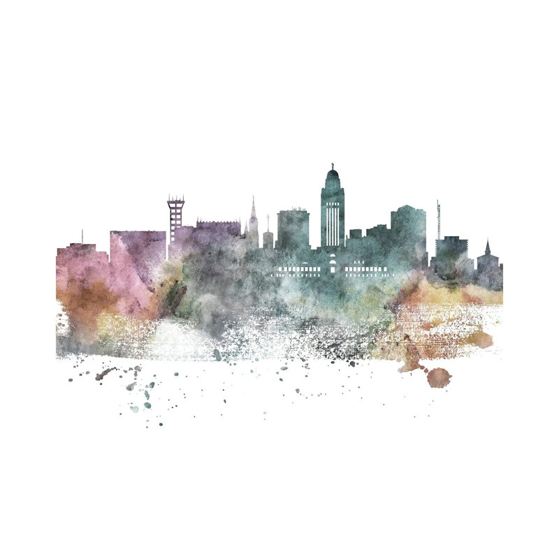 Lincoln Pastel Skyline by Wall Decor Addict - No Frame Painting on Canvas, 20.32 cm H x 30.48 cm W