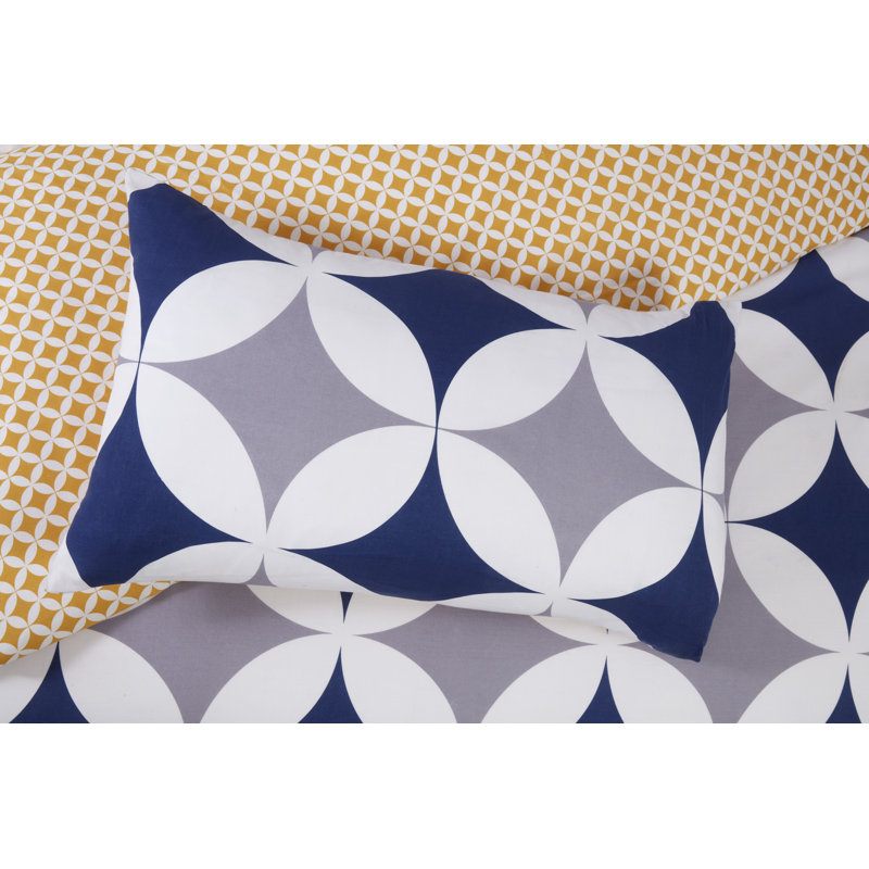 Blue Yellow Reversible Duvet Cover Set, Blue/Yellow, Kingsize - 2 Standard Pillowcases