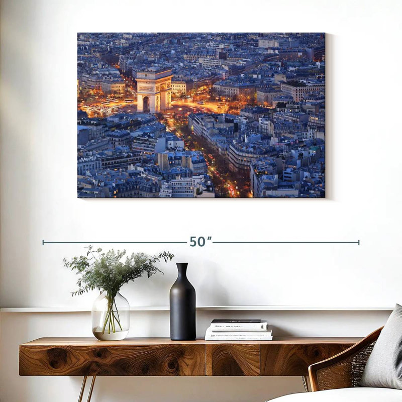 Arc de triomphe au crépuscule, H 26 po x l 39 po