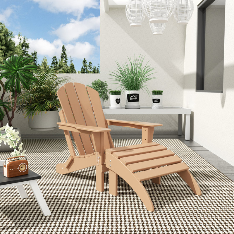 Chaise Adirondack pliante en plastique avec repose-pieds Laguna, Teck