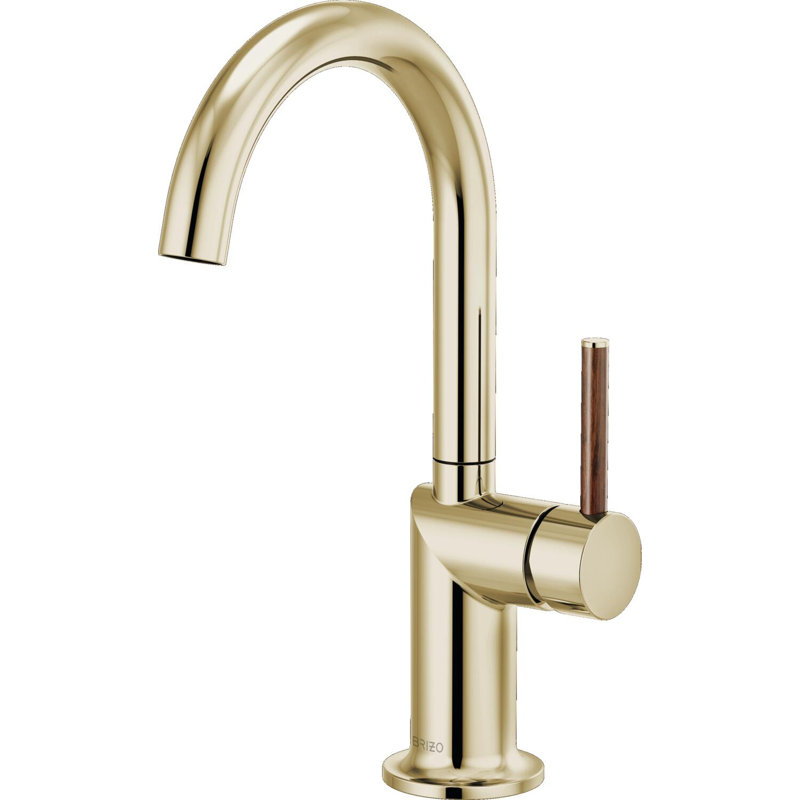 Odin® Bar Faucet with Arc Spout, Lever Handle with Wood, Polished Nickel