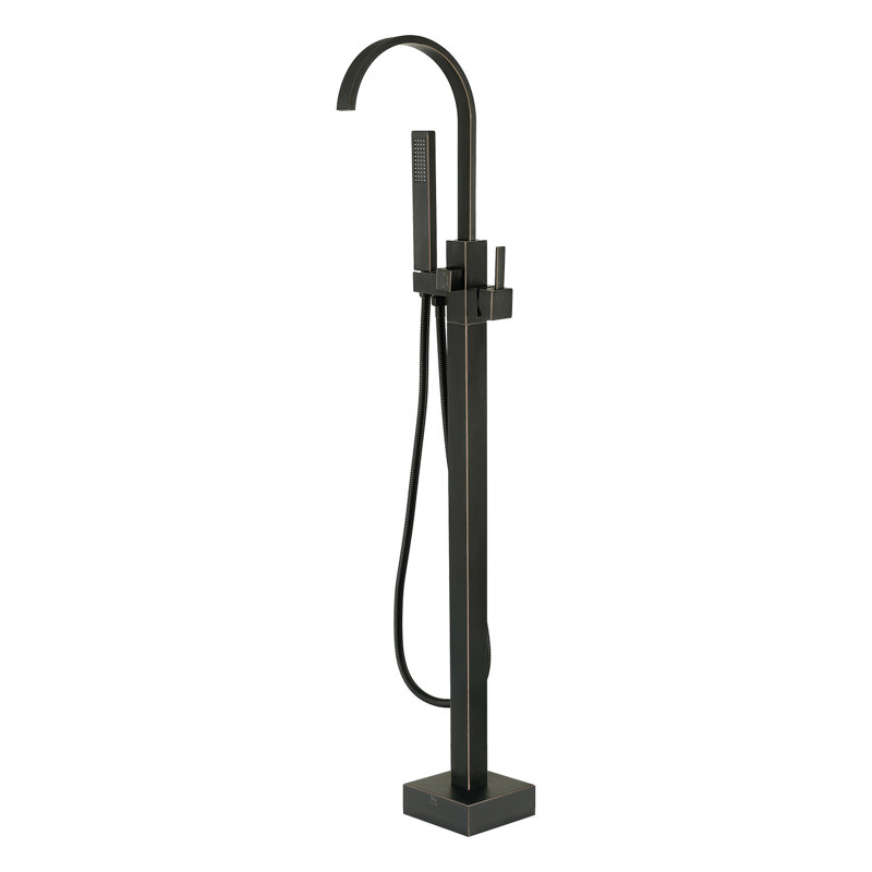 Single Handle Floor Mounted Tub Faucet with Handshower, Venetian Bronze
