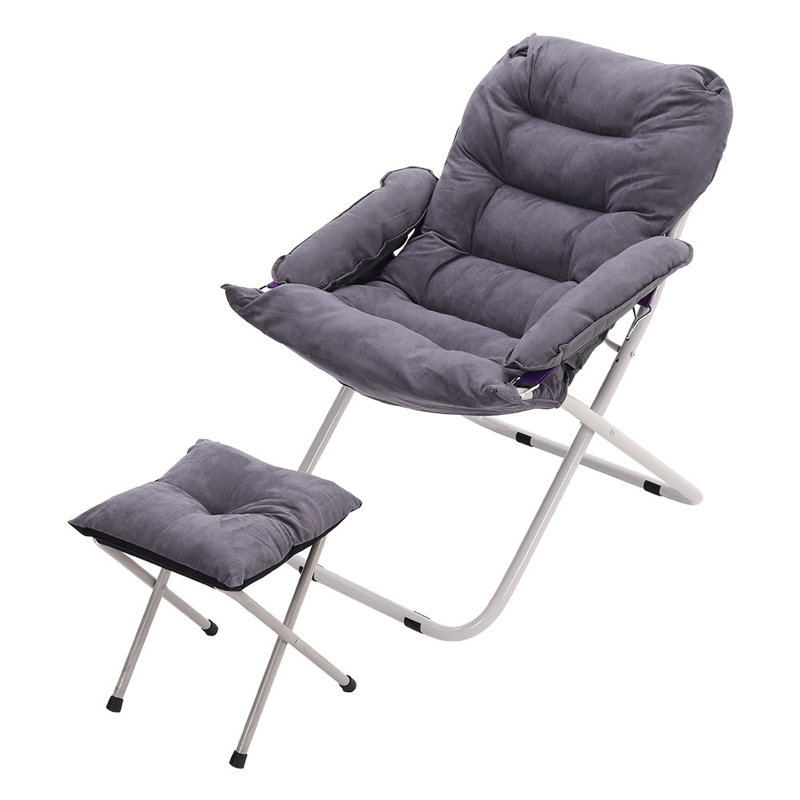 Lynmouth Velvet Accent Chair with Footstool, Grey