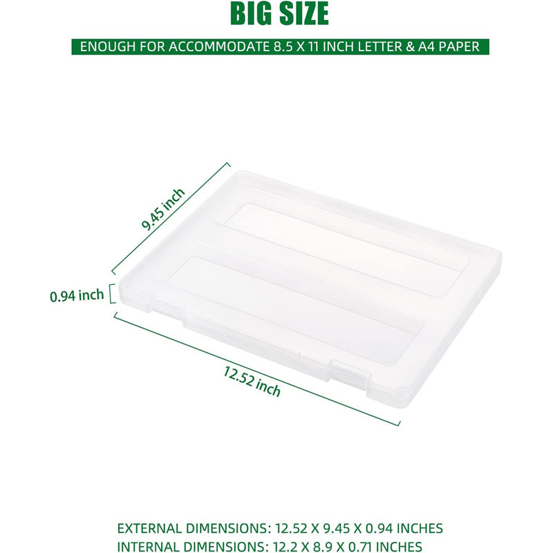 4 Pack A4 Paper Organizer Box, Plastic Scrapbook Paper Organizer Containers